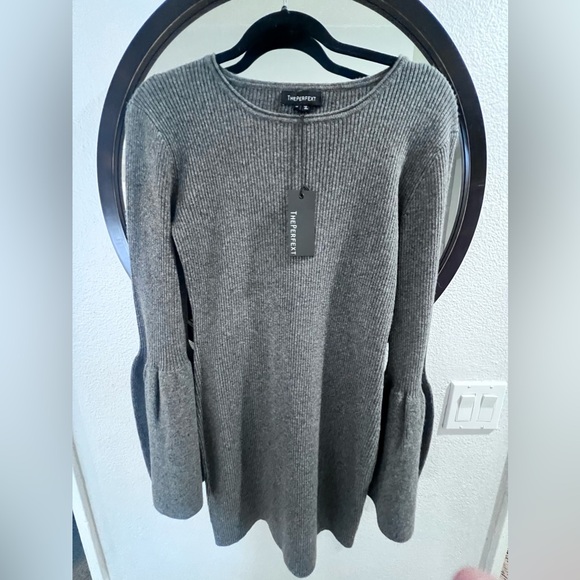 Theperfext 100% cashmere sweater dress women’s large EUC gray long sleve - Picture 2 of 6